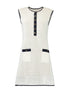 contrast-trim crochet-knit minidress